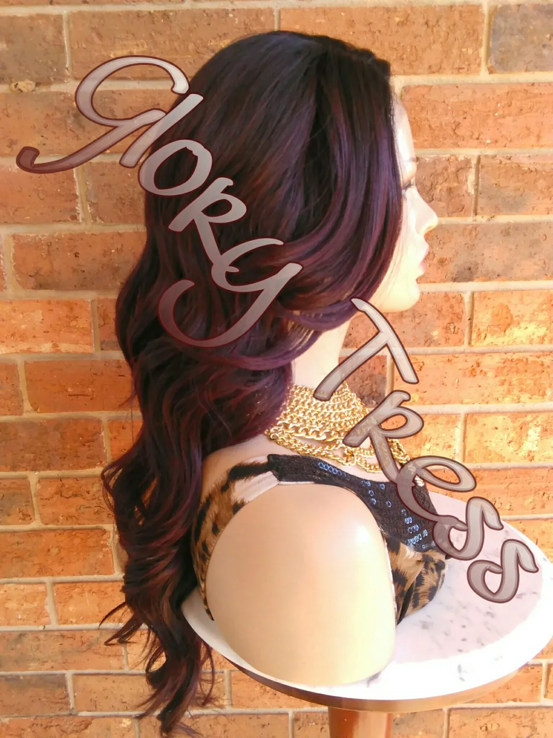 Long Wavy Lace Front Wig, Silky Dark Cherry Wig, Dark Rooted Bombshell Wig // PURITY (Free Shipping)