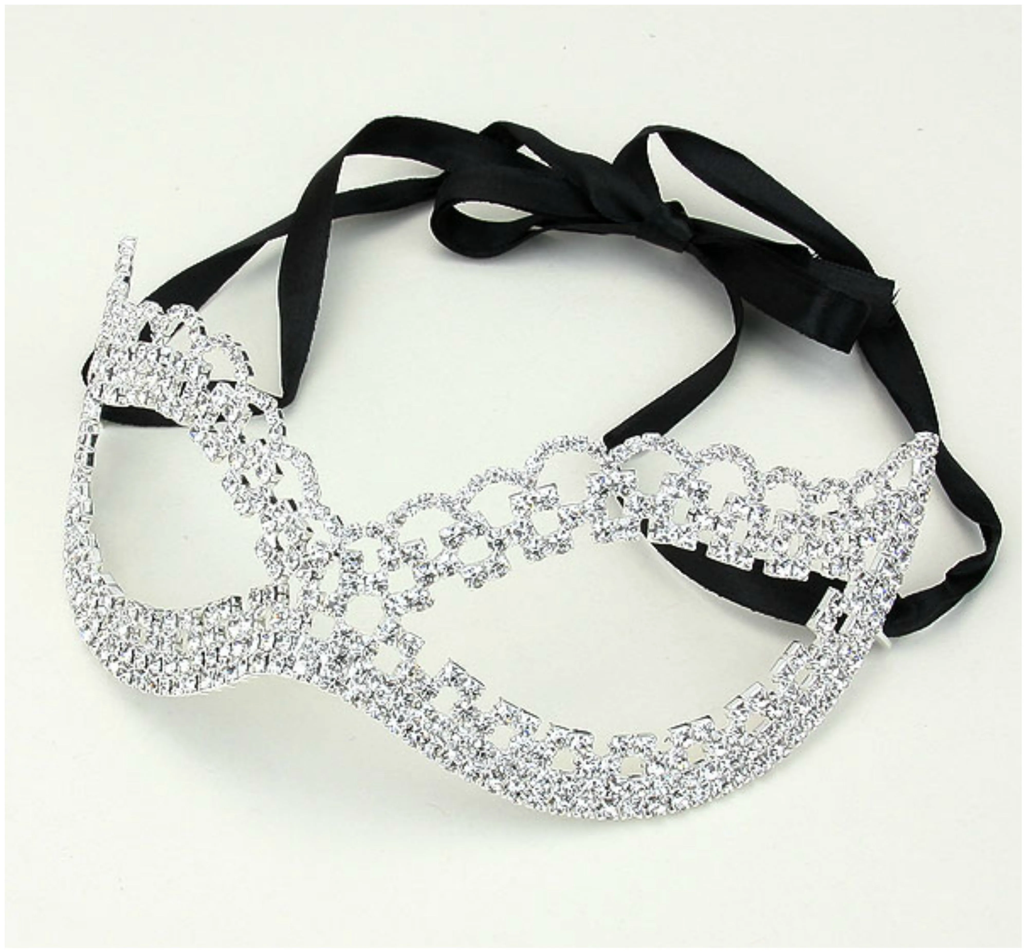 Lonie Swirl Cluster Masquerade Mask | Crystal | Silver