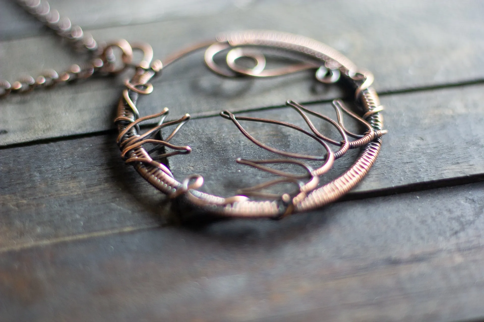 Lotus Flower Copper Circular Pendant