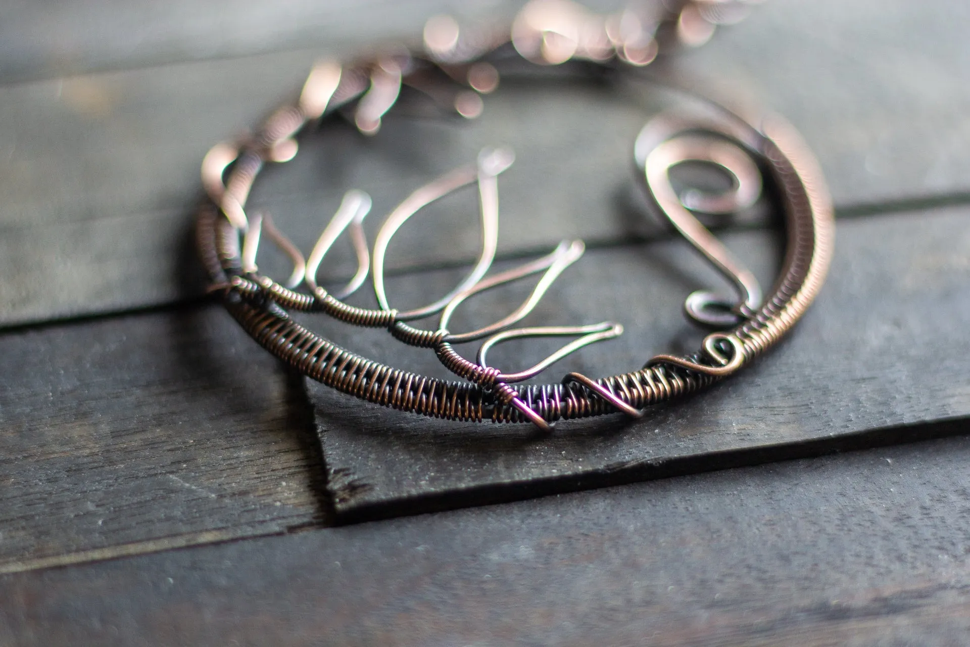 Lotus Flower Copper Circular Pendant