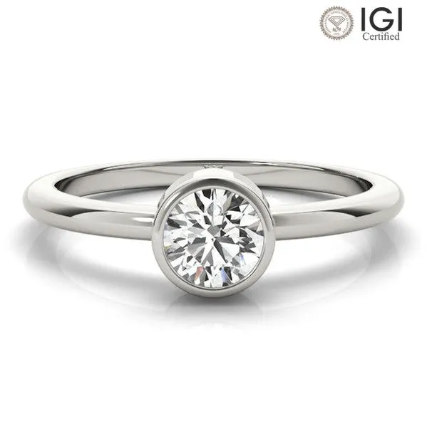Luna Round Lab Grown Diamond Solitaire Engagement Ring IGI Certified
