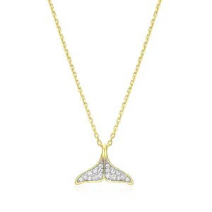 M by Monte Luna LG Diamond Whale Tail Pendant Necklace in 18K Yellow Gold/Rhodium Plated Sterling Silver