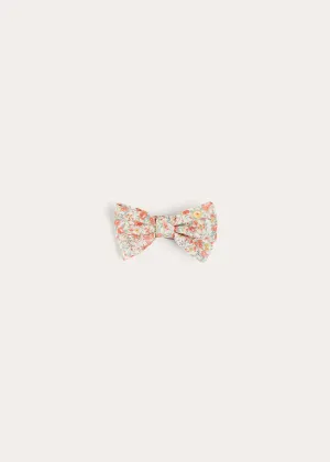 Mabel Floral Small Bow Hair Clip in Coral