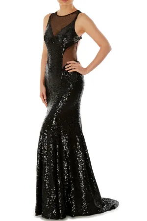 MACloth Gorgeous Mermaid Cut Out Sequin Long Prom Party Dress Evening Gown