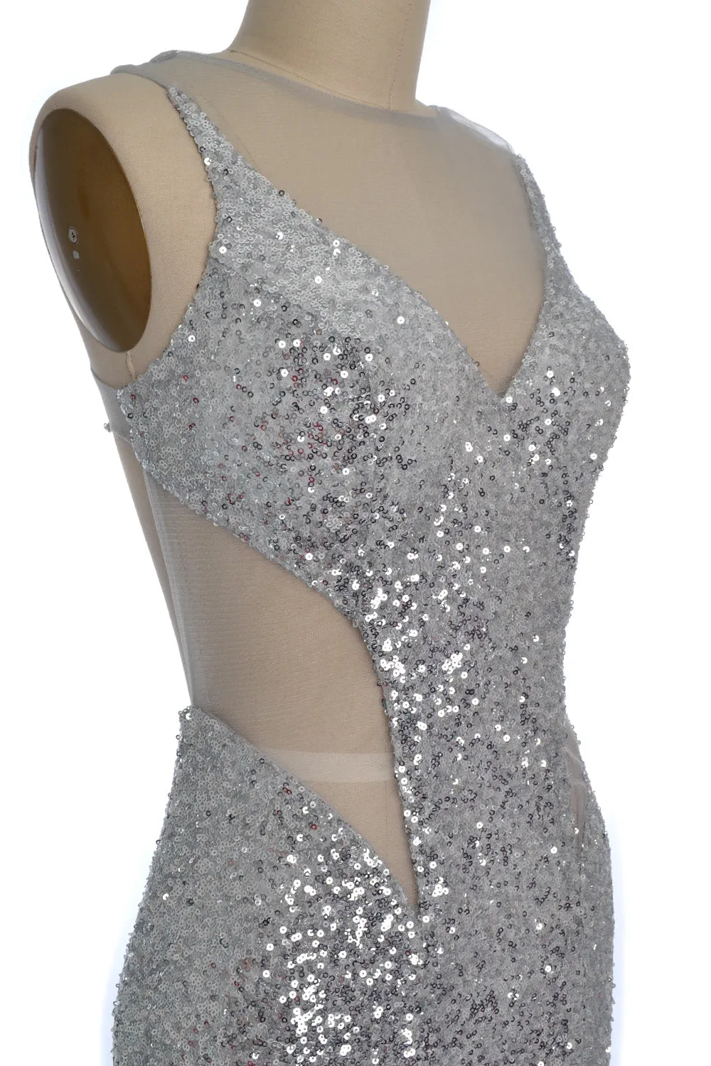 MACloth Gorgeous Mermaid Cut Out Sequin Long Prom Party Dress Evening Gown