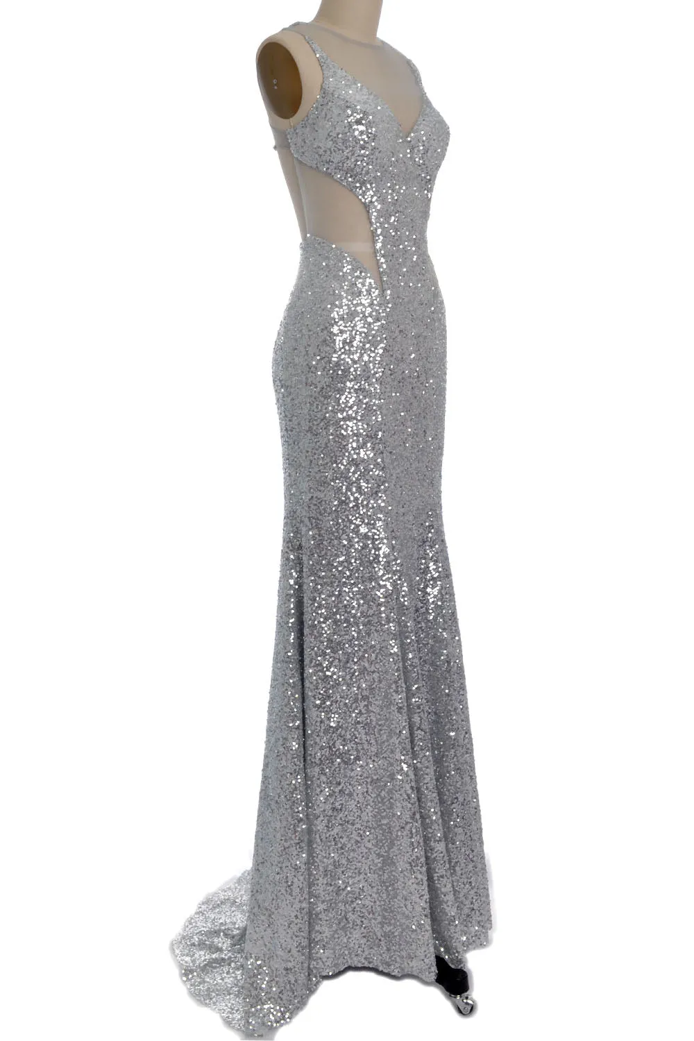 MACloth Gorgeous Mermaid Cut Out Sequin Long Prom Party Dress Evening Gown