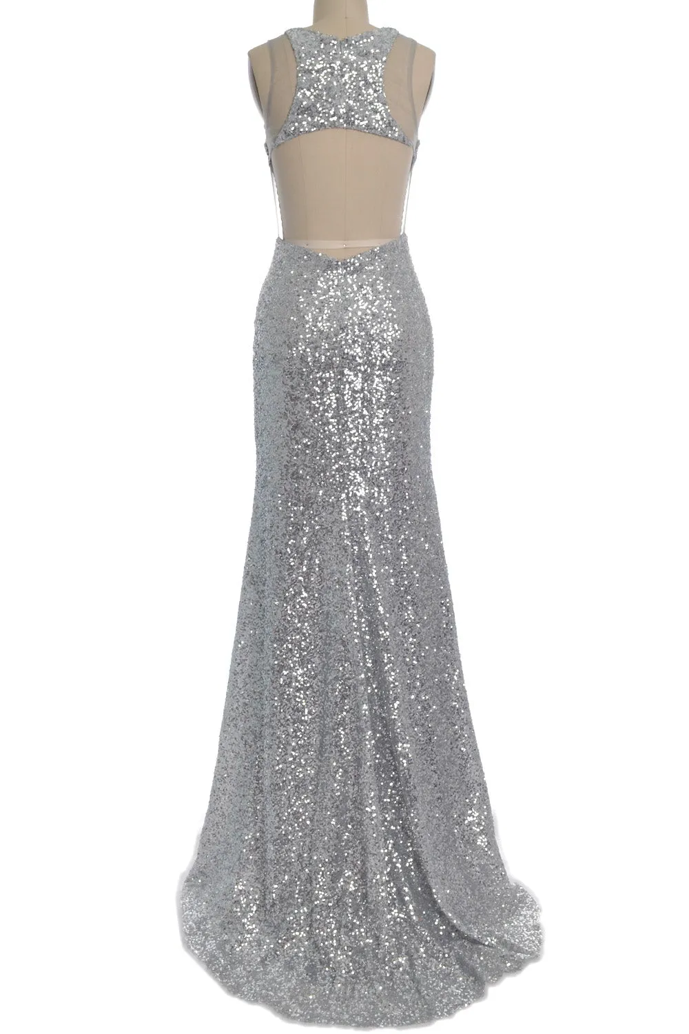MACloth Gorgeous Mermaid Cut Out Sequin Long Prom Party Dress Evening Gown