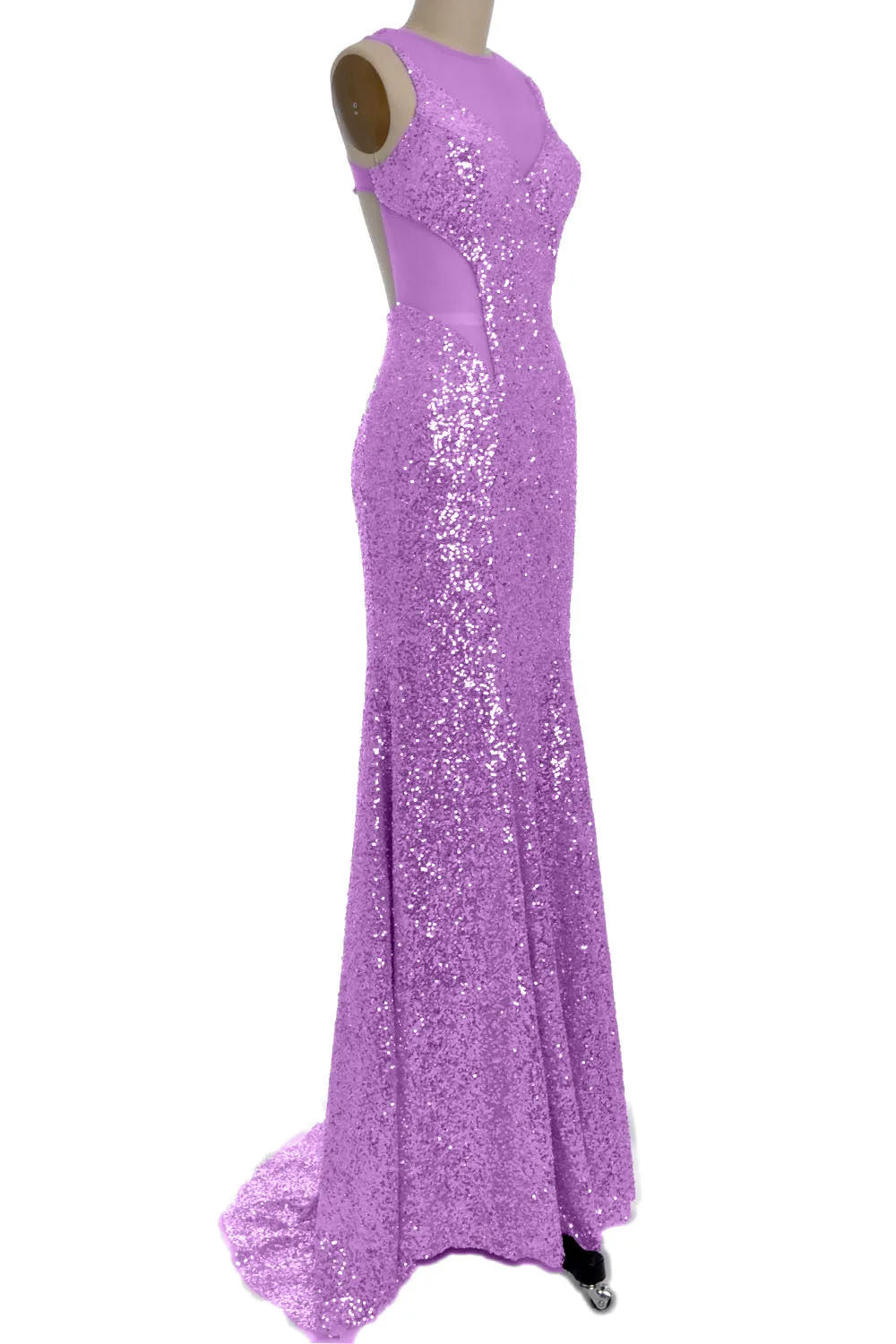 MACloth Gorgeous Mermaid Cut Out Sequin Long Prom Party Dress Evening Gown