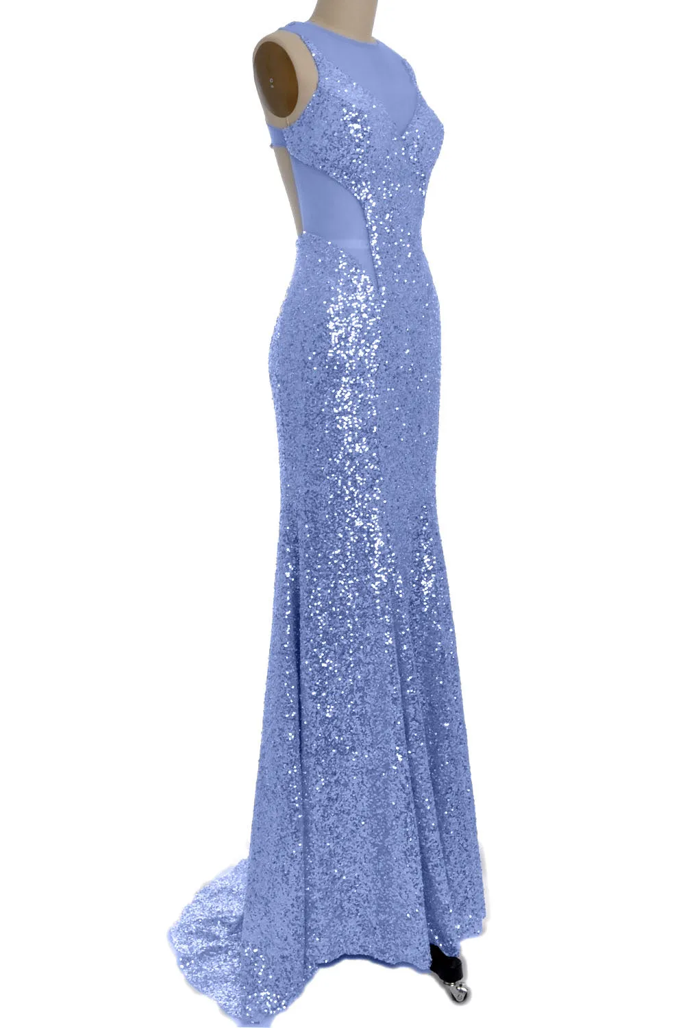 MACloth Gorgeous Mermaid Cut Out Sequin Long Prom Party Dress Evening Gown