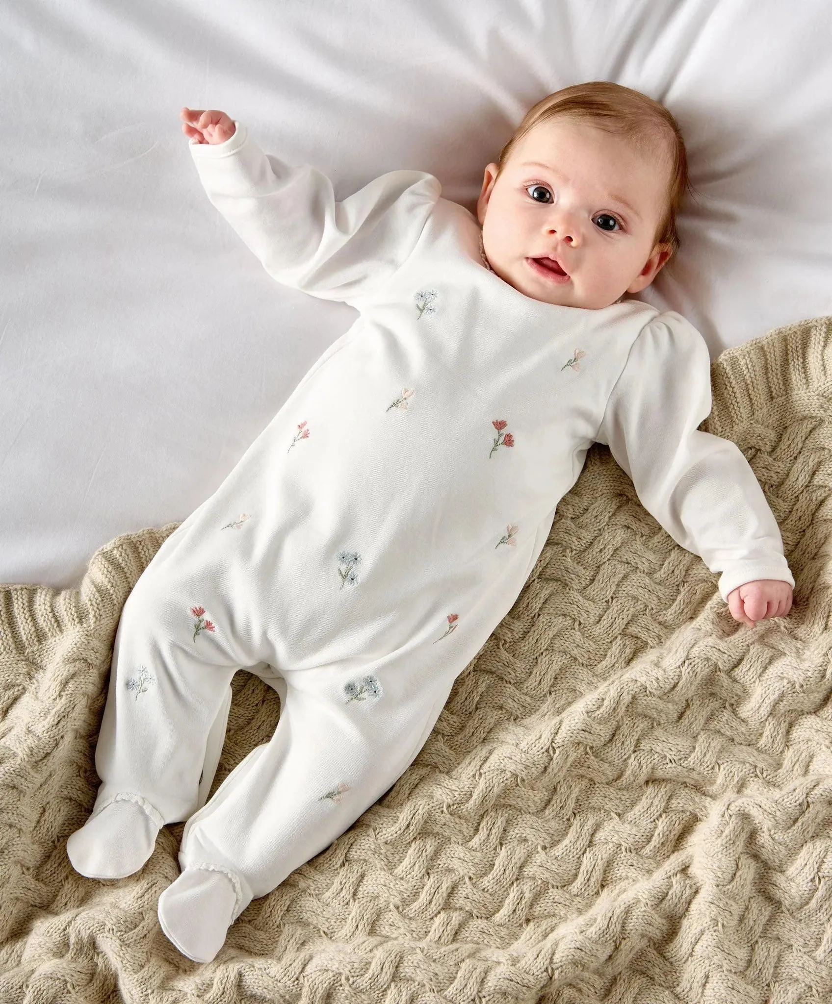 Mamas & Papas Embroidered Flowers Onesie