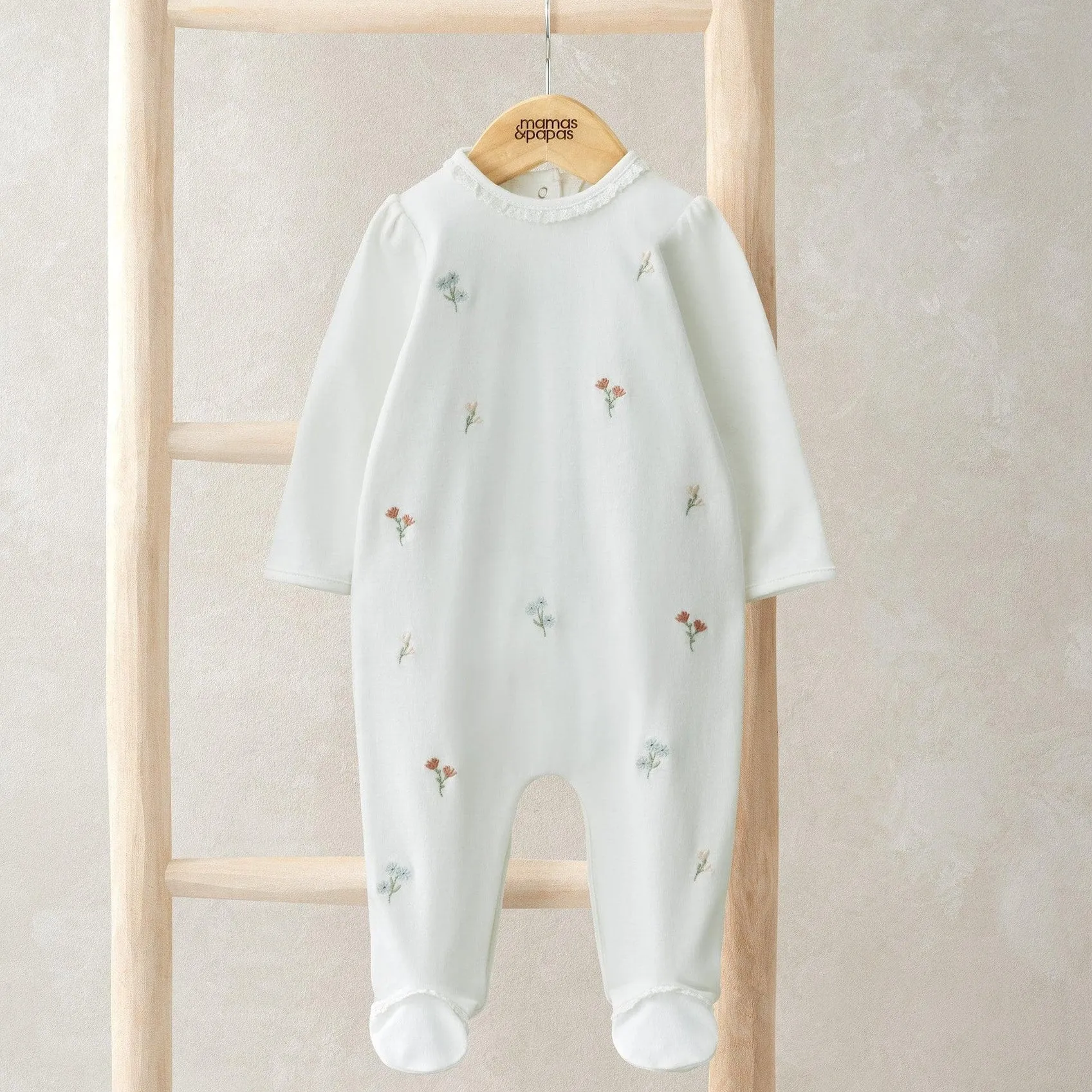 Mamas & Papas Embroidered Flowers Onesie