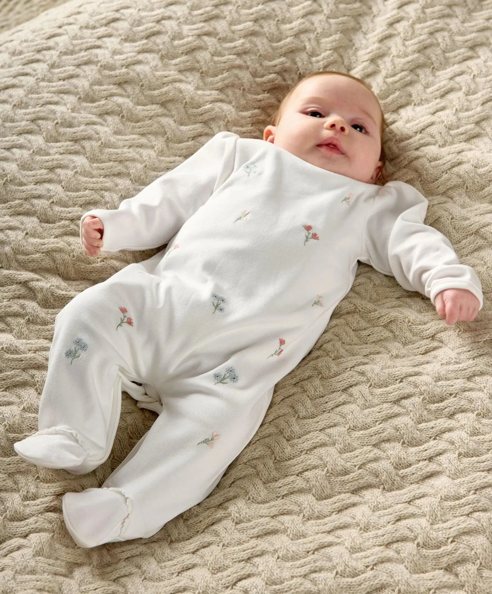 Mamas & Papas Embroidered Flowers Onesie