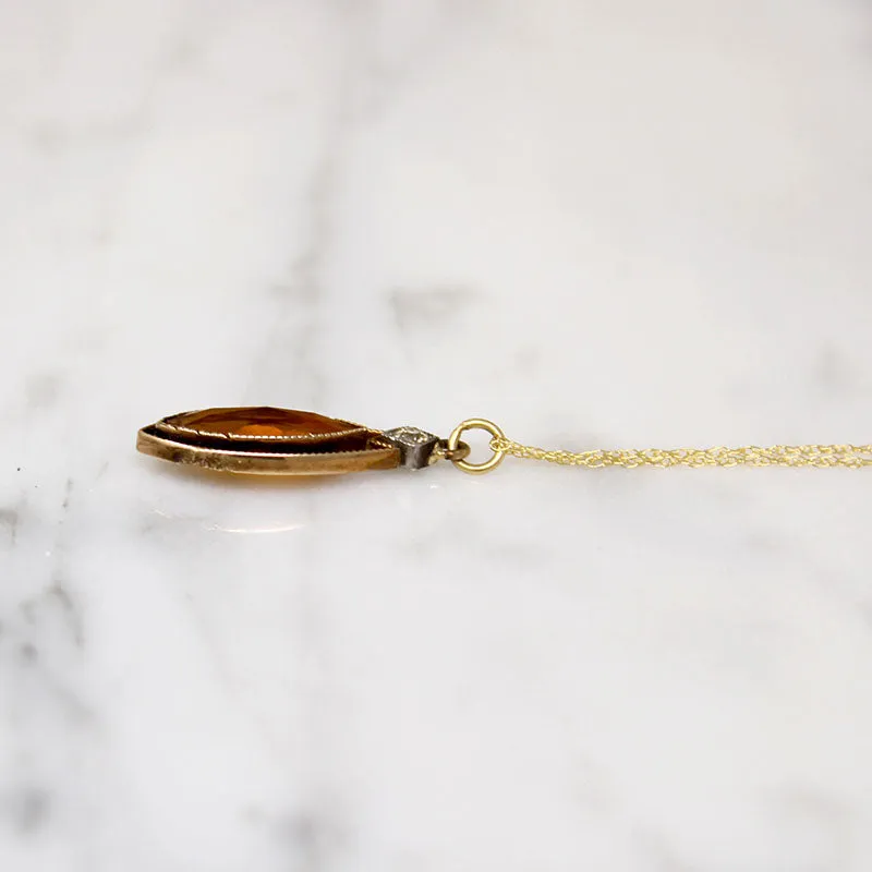 Marquise Citrine in Delicate Gold Pendant