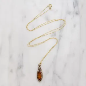 Marquise Citrine in Delicate Gold Pendant