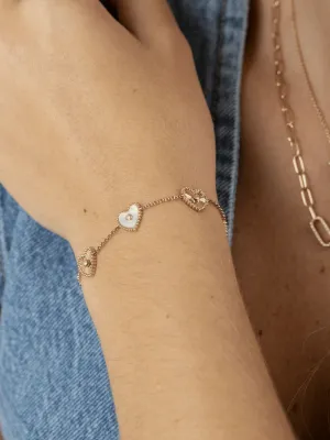 Maya Mother of Pearl Heart Bracelet 14K