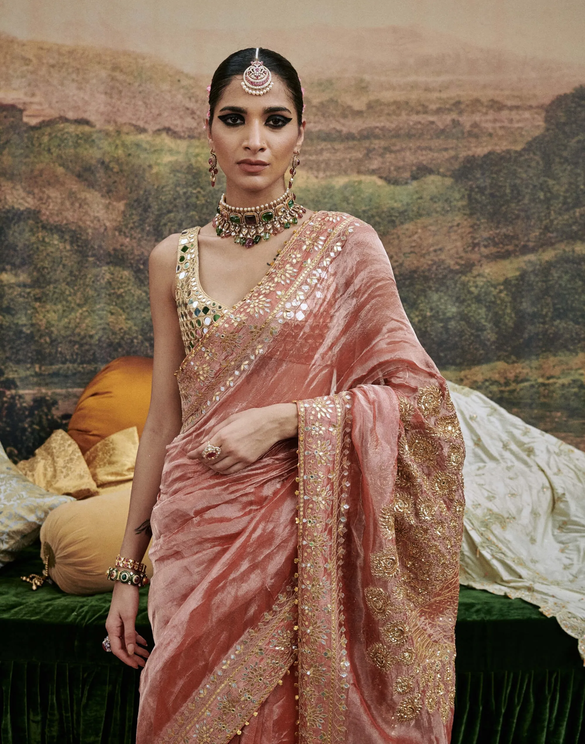 Mayur shilp red sari and blouse