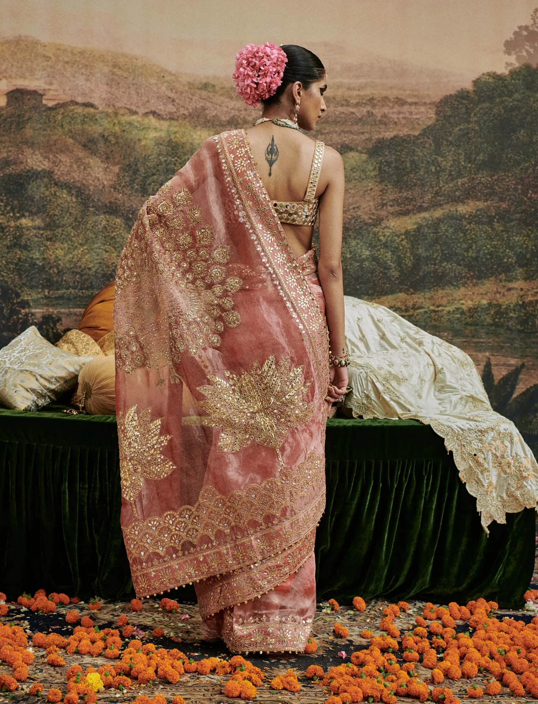 Mayur shilp red sari and blouse