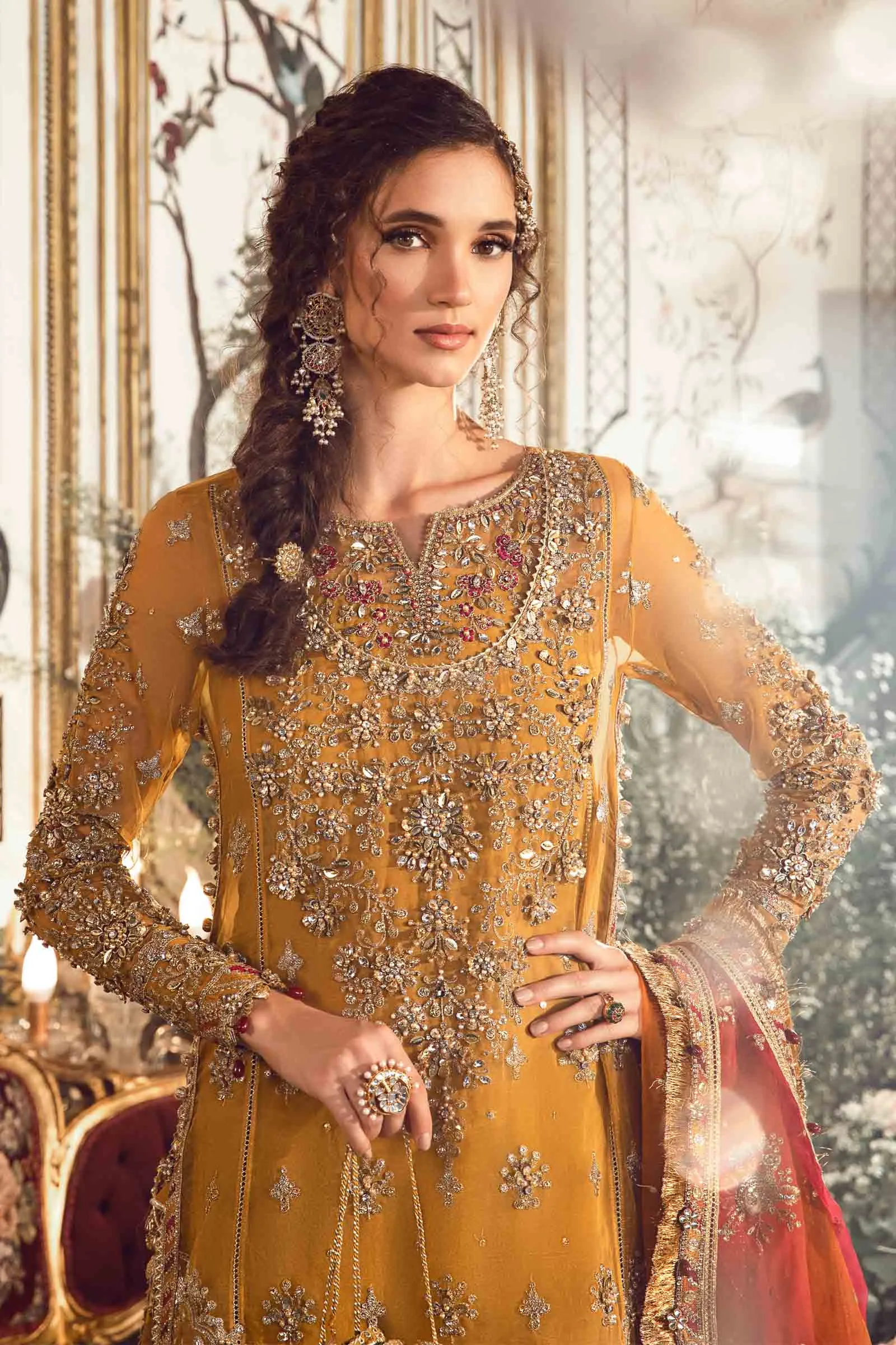 Mehndi Dress in Pakistani Bridal Gharara Kameez Style