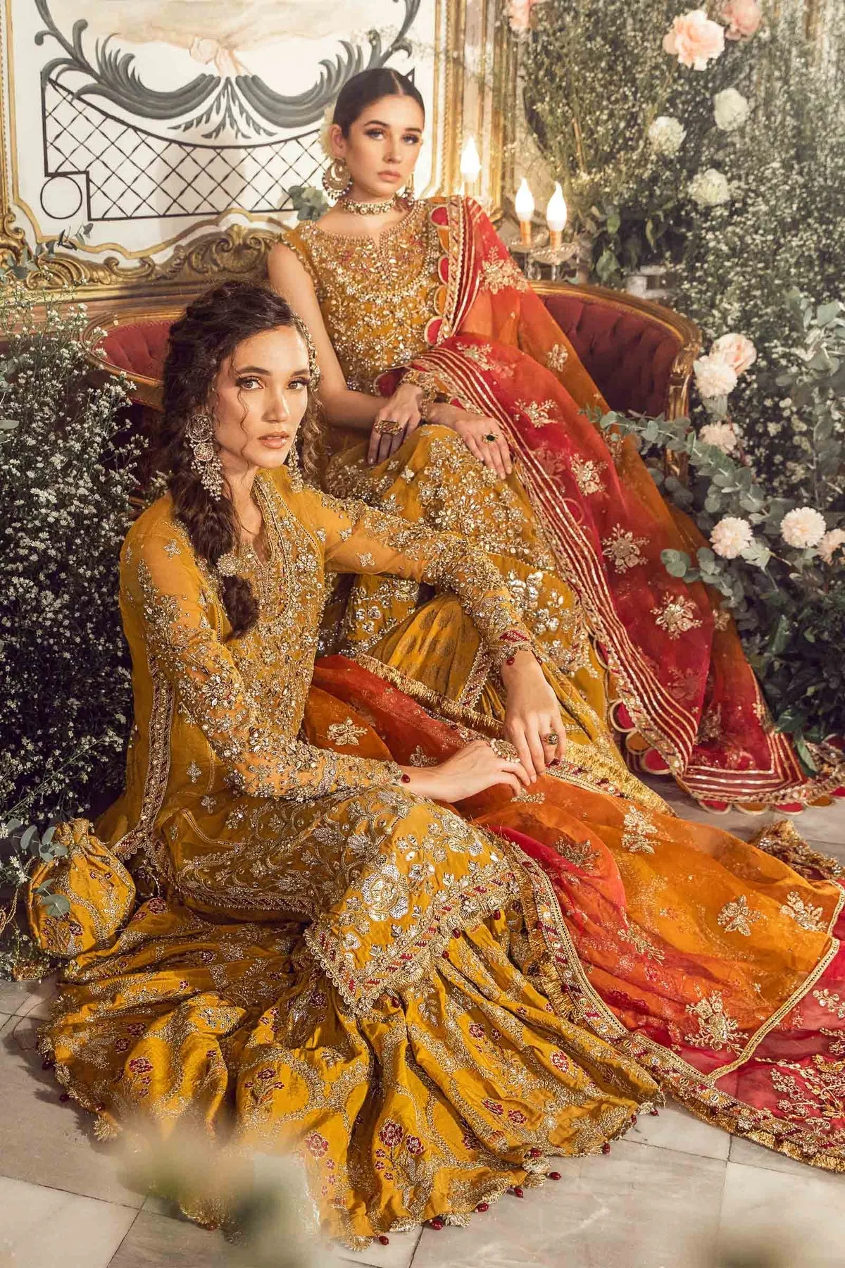 Mehndi Dress in Pakistani Bridal Gharara Kameez Style