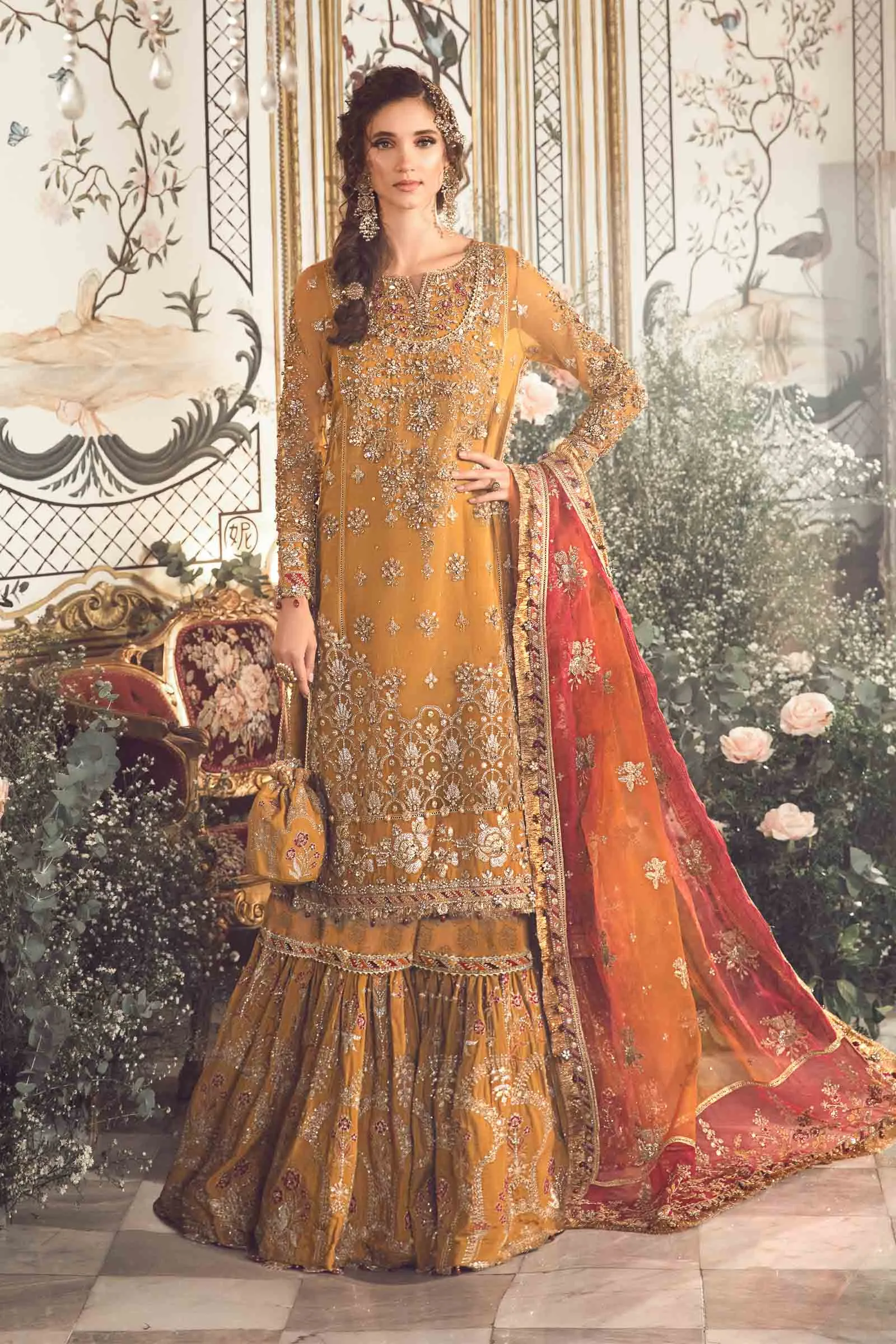 Mehndi Dress in Pakistani Bridal Gharara Kameez Style