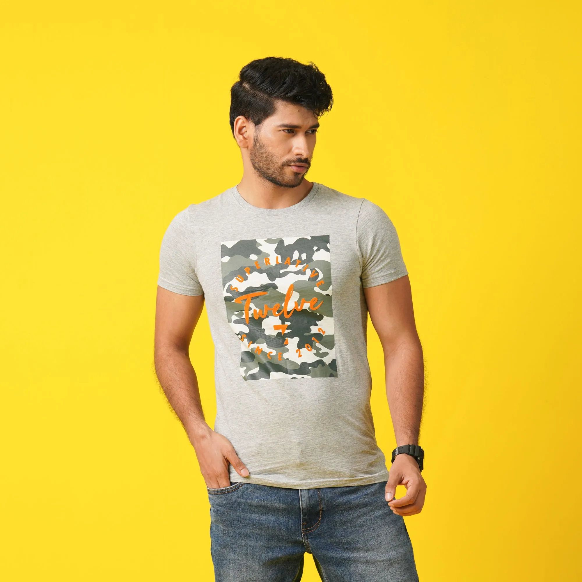 Mens T- Shirt-Grey