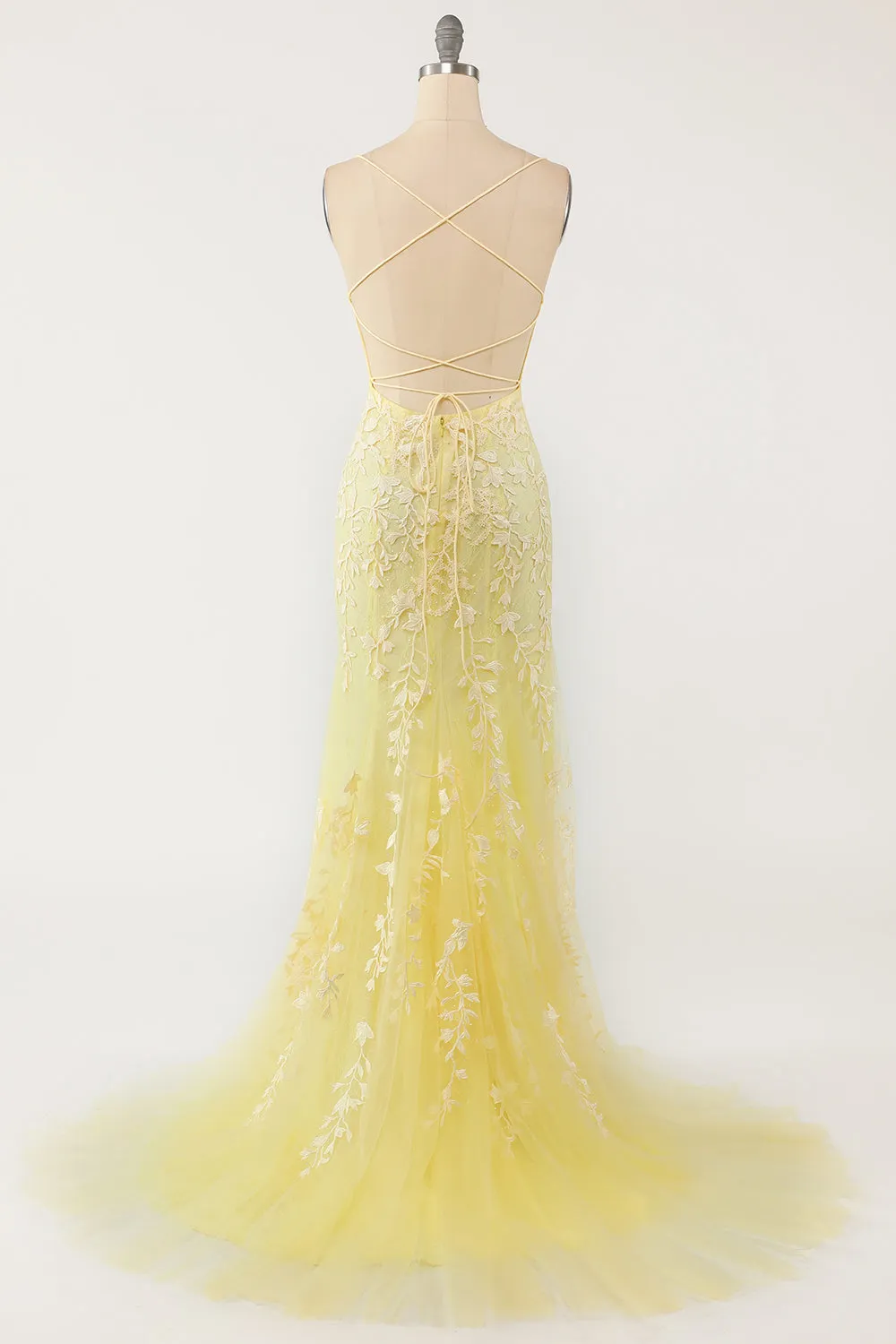 Mermaid Blue Long Prom Dress Backless Evening Dress