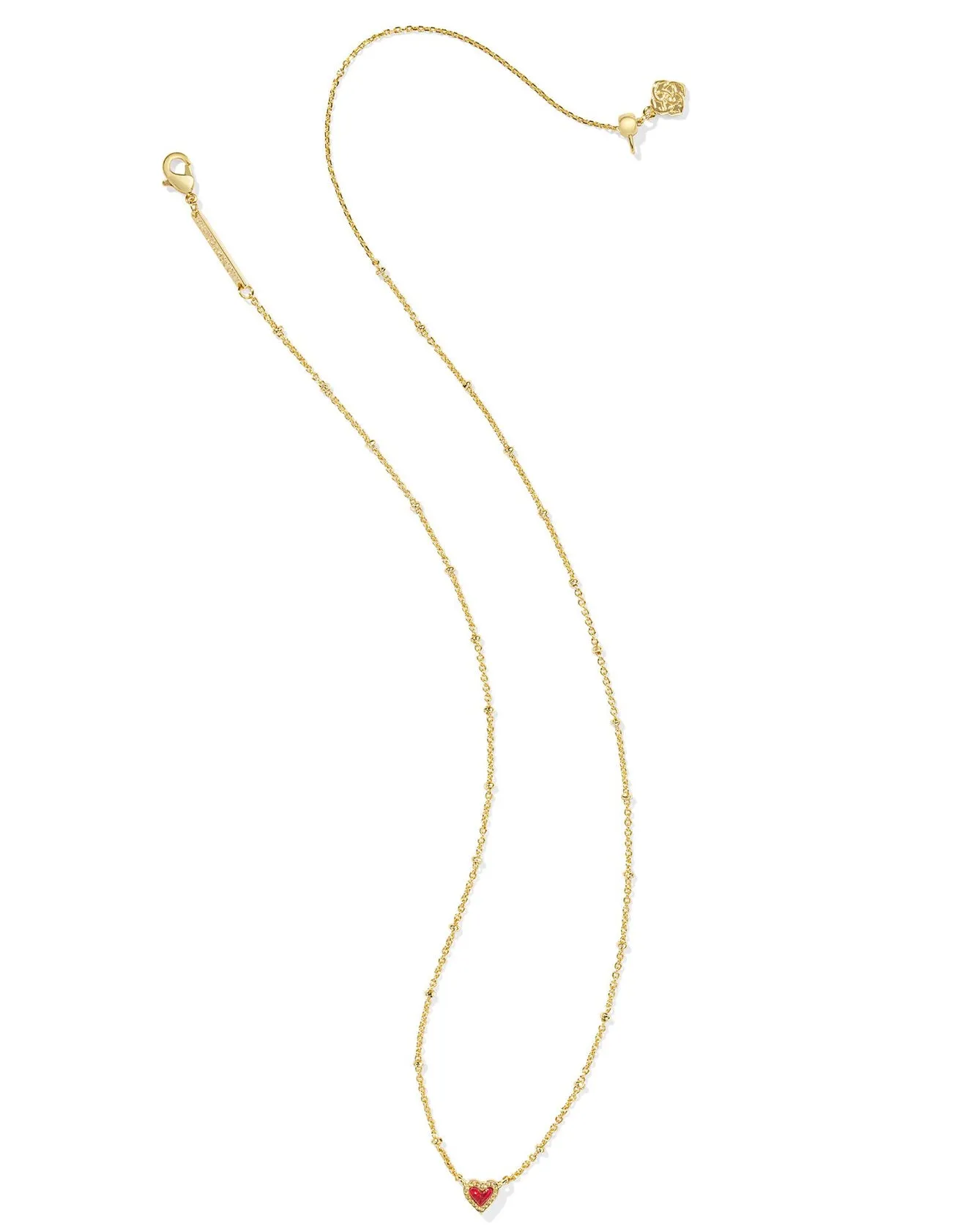 Mini Ari Heart Necklace - Gold Red Kyocera Opal