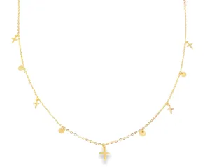 Mini Cross and Circle Dangle Necklace
