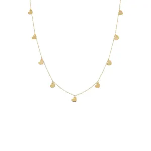 Mini Solid Dangling Hearts Necklace 14K