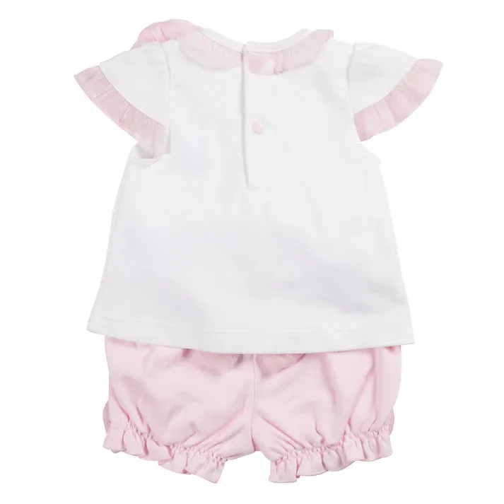 Mintini Bows Top & Bloomer Set - White/Pink