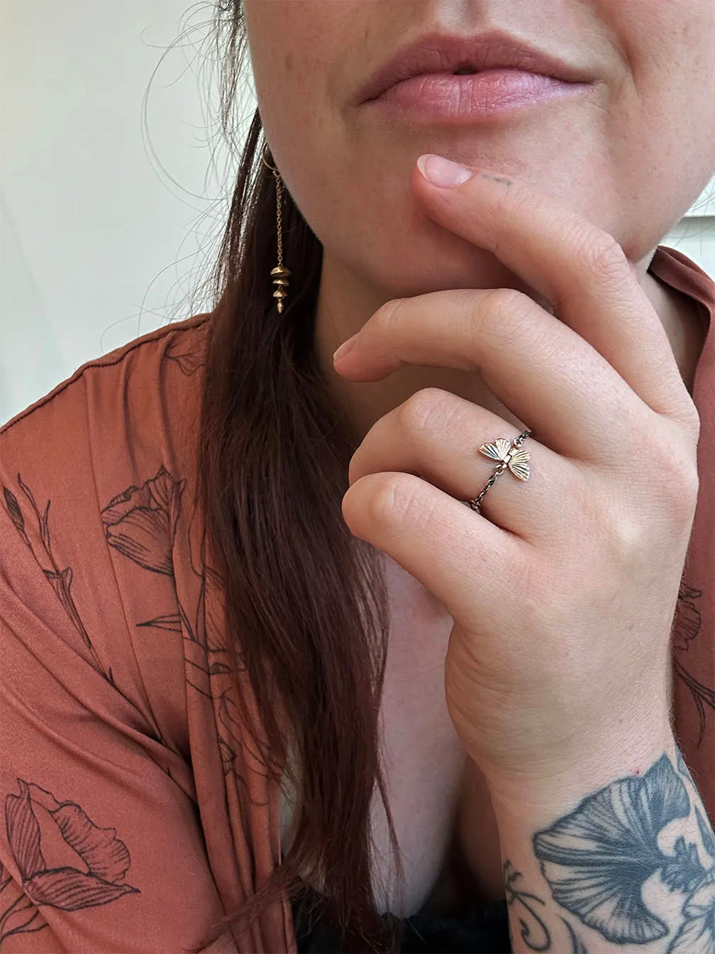 Mixed Metal Tiny Baby Asterope Butterfly Ring
