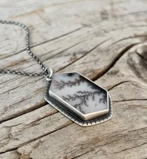 Morning Frost Dendrite ~Delicate Custom Silver Work with 18" Chain