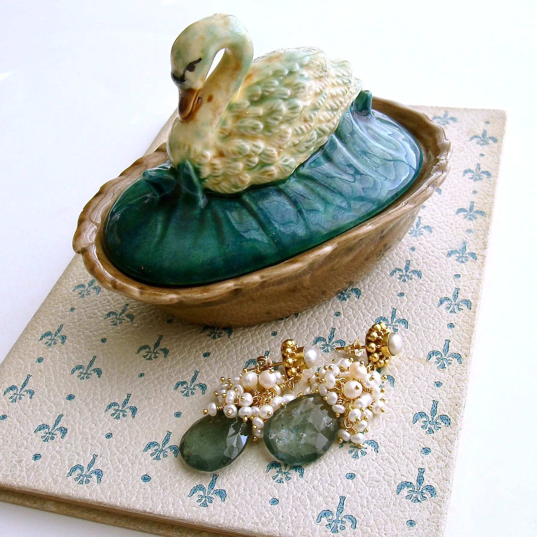 Moss Aquamarine Pearl Clusters Earrings - Les Fleurs de la Mer II Earrings