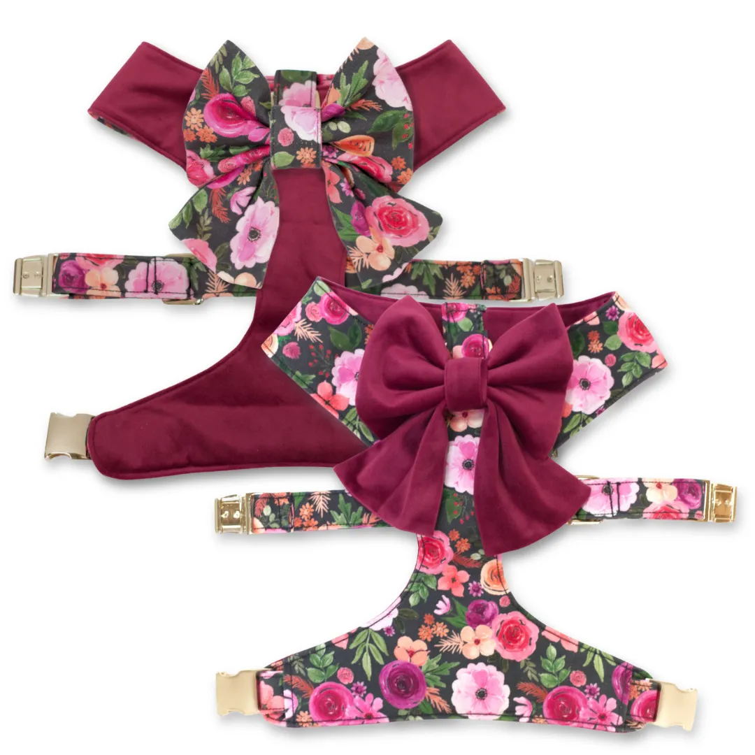 Mulberry Bouquet Reversible Dog Harness   Sailor Bow