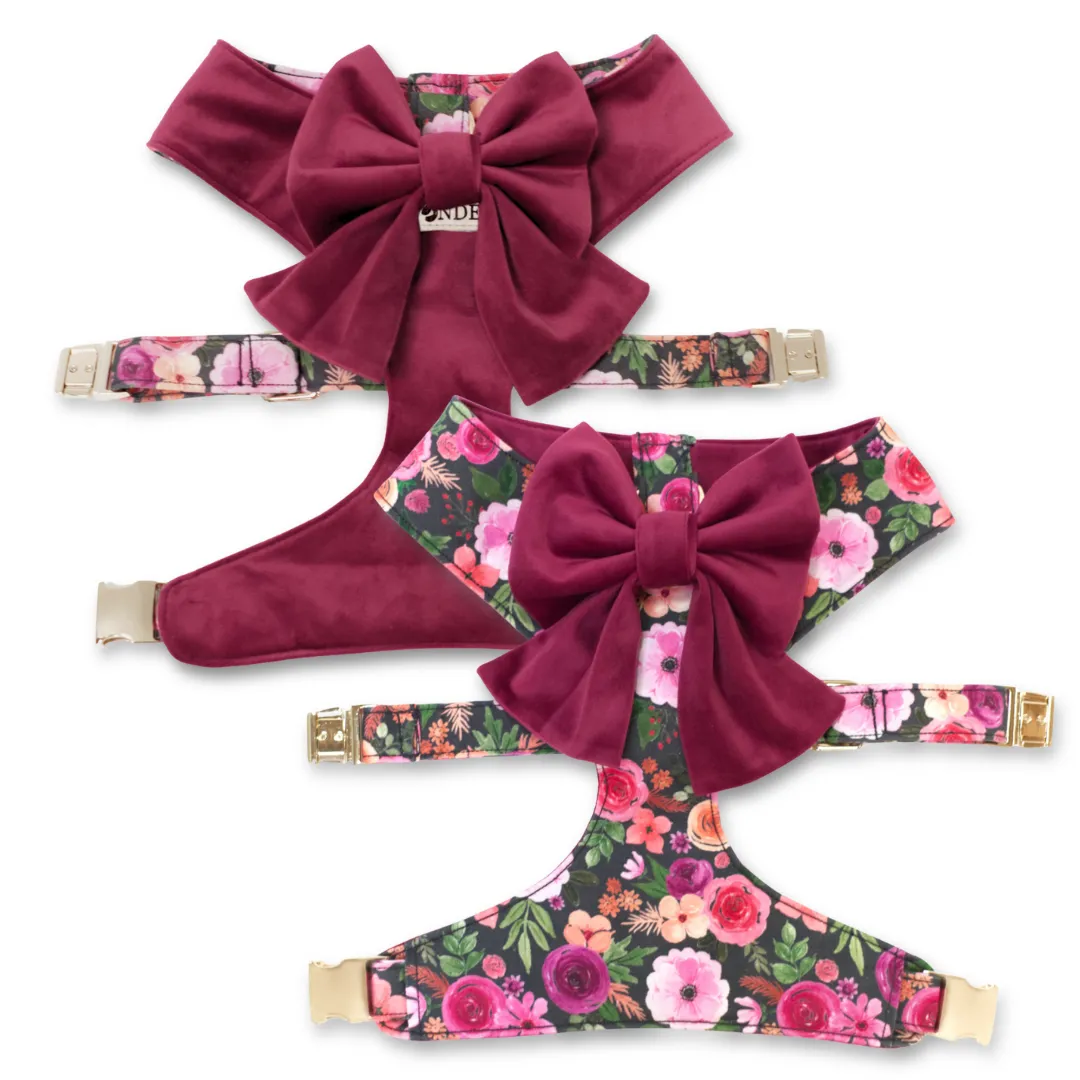 Mulberry Bouquet Reversible Dog Harness   Sailor Bow