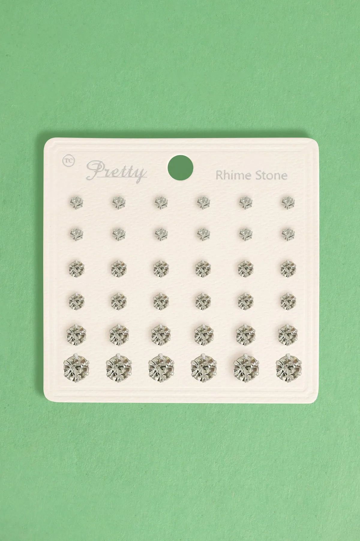 MULTI SIZE RHINESTONE STUD EARRINGS SET
