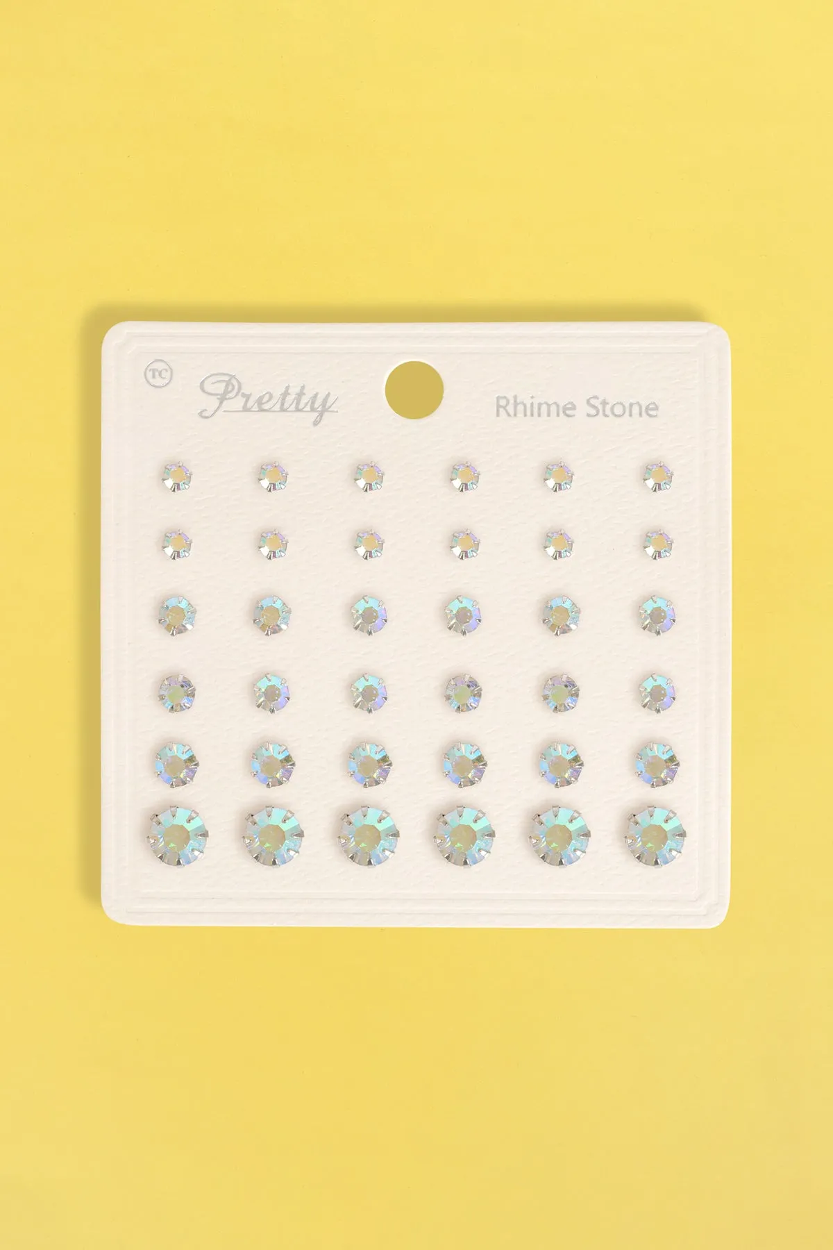 MULTI SIZE RHINESTONE STUD EARRINGS SET