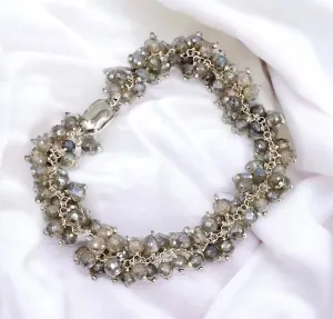 Mystic Labradorite Wire Wrapped Cluster Bracelet