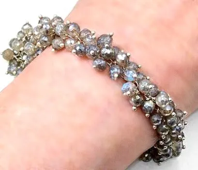 Mystic Labradorite Wire Wrapped Cluster Bracelet