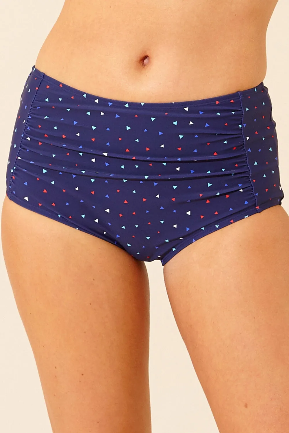 Navy Geo High Waist Brief