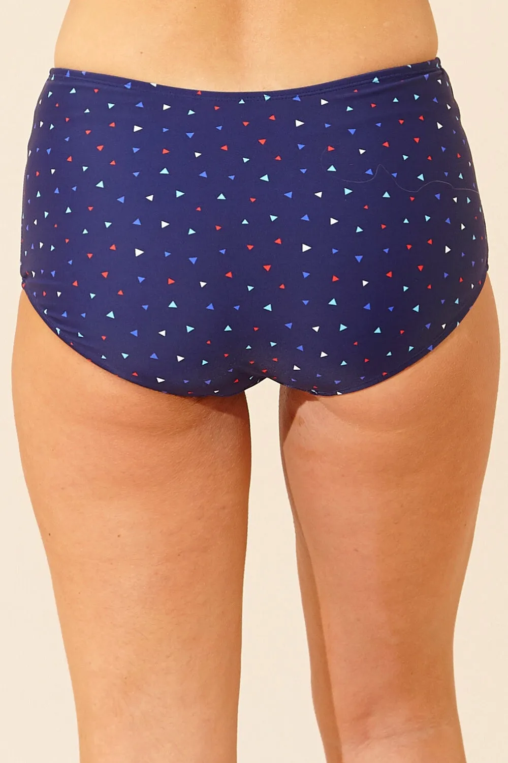 Navy Geo High Waist Brief