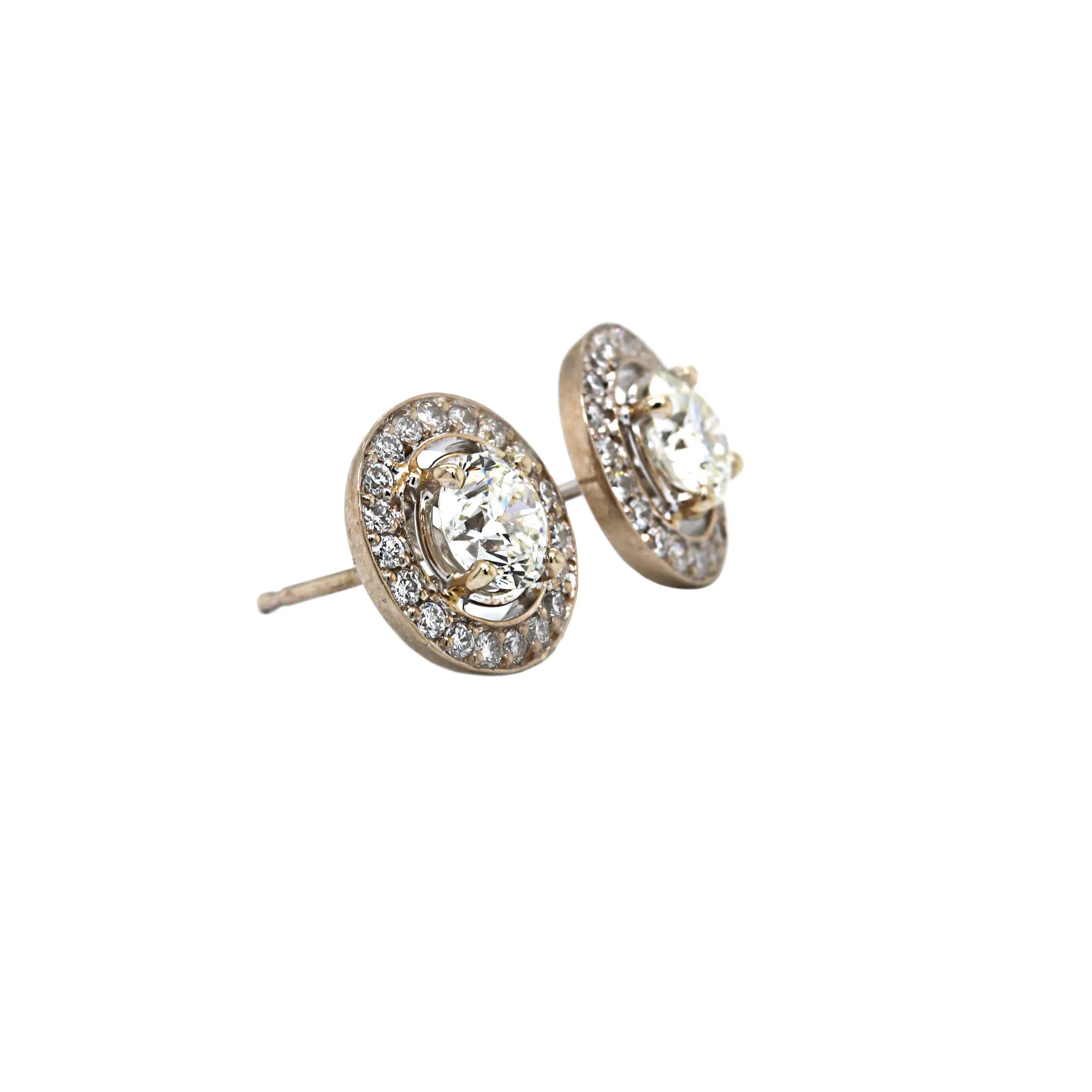 Negative Space Diamond Halo Stud Earrings