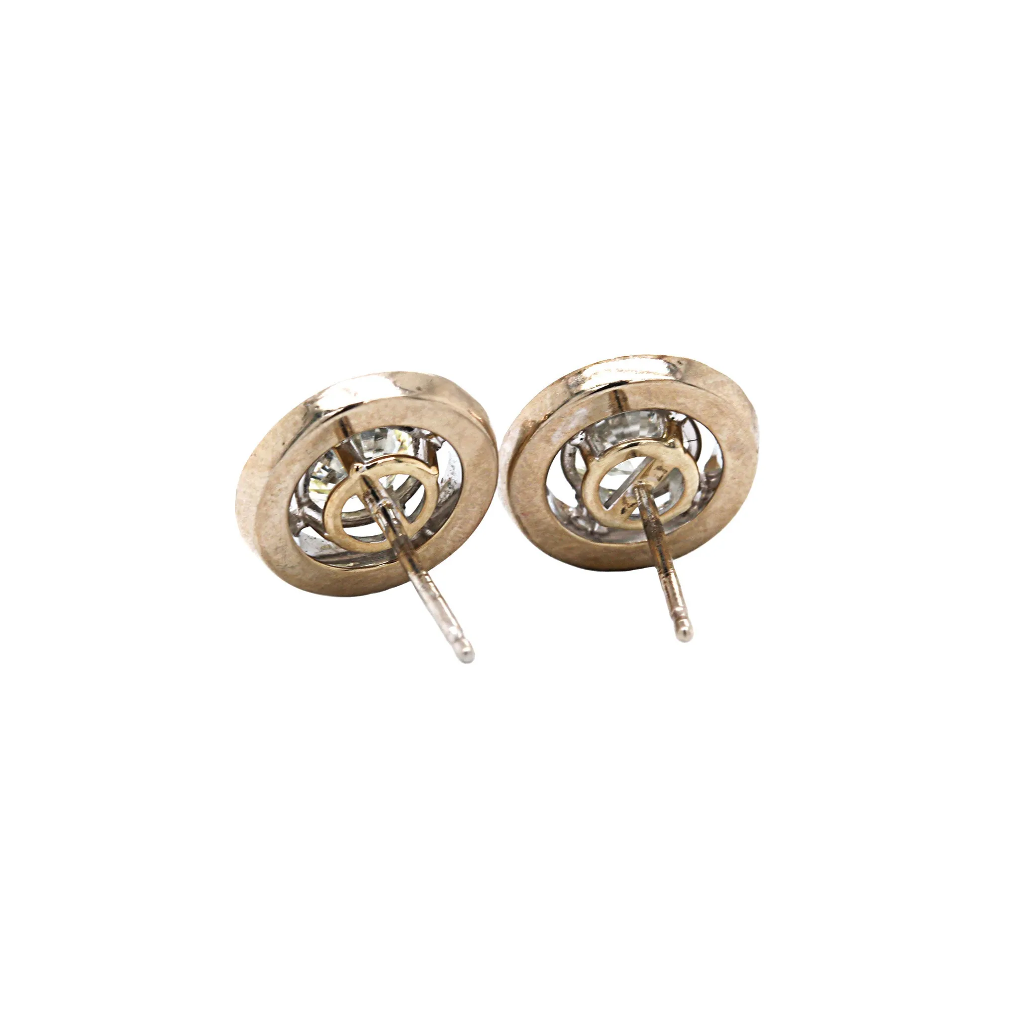 Negative Space Diamond Halo Stud Earrings