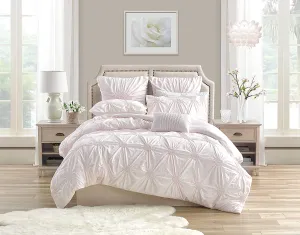 New Wayfair Ultra Soft Ruched Pintuck Rosette Blush Duvet Cover Set by Krinkle in Double/Queen!