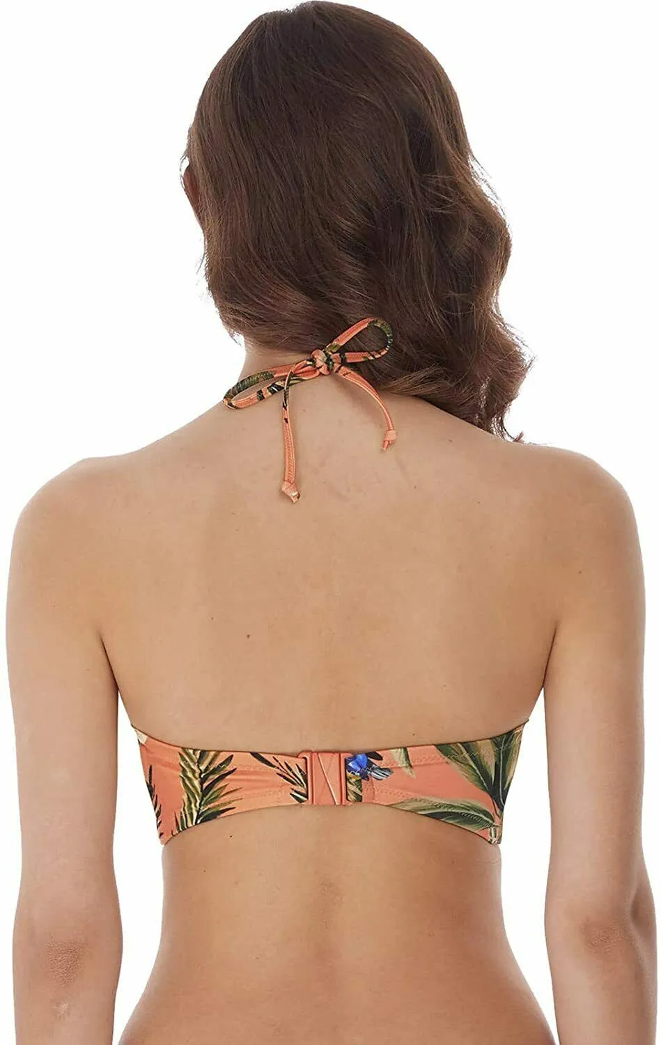 New with tags! FREYA Birds In Paradise Bandeau Bikini Top In Cantaloupe, Sz 34G! Retails 64 