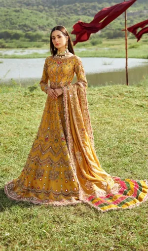 Nomi Ansari Bridal Wedding Dress in Yellow Lehenga Choli Style