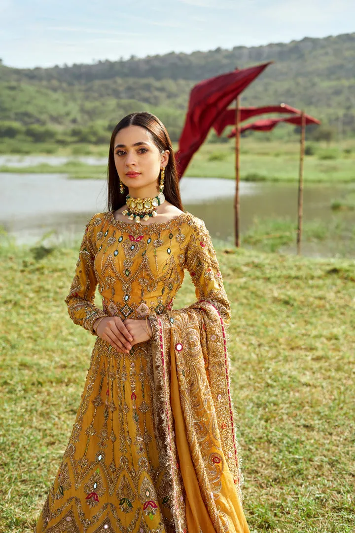 Nomi Ansari Bridal Wedding Dress in Yellow Lehenga Choli Style