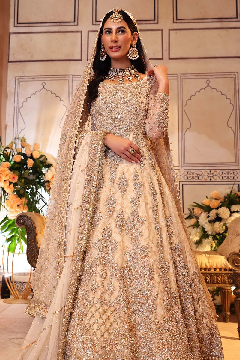Off-White Pakistani Bridal Frock with Lehenga Dress
