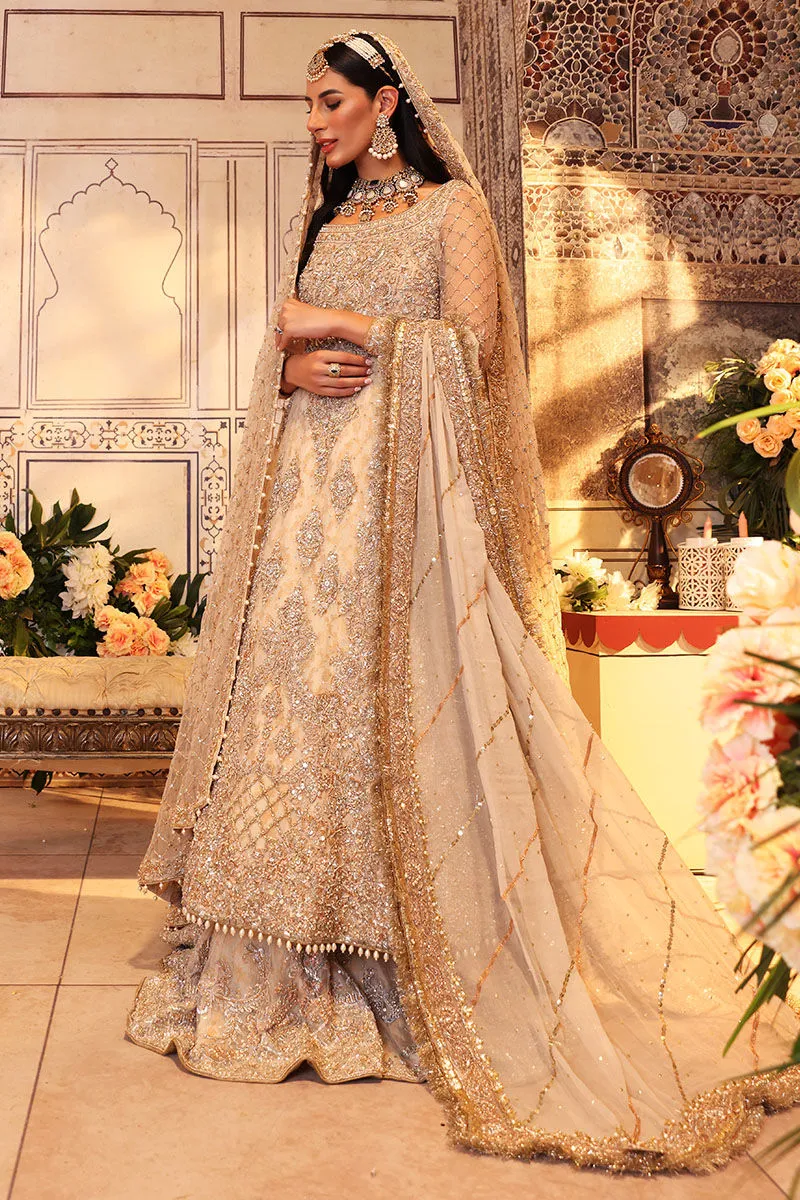 Off-White Pakistani Bridal Frock with Lehenga Dress
