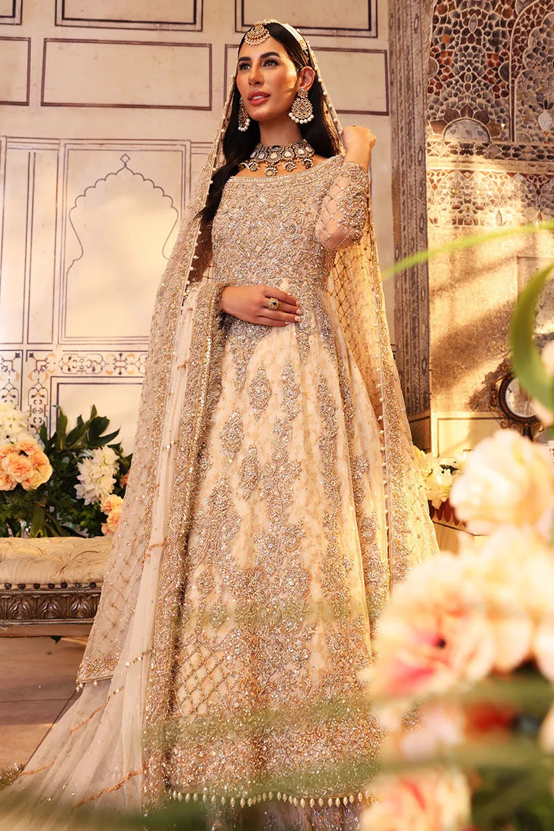 Off-White Pakistani Bridal Frock with Lehenga Dress